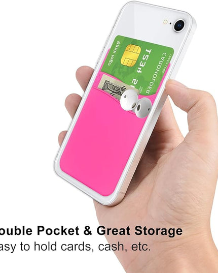Senose Phone Card Holder, 3 Pack Phone Wallet Stick On Back of Cellphones Credit ID Card Sleeve, Strong Adhesive Cellphone Wallet Compatible for iPhone, Android & Most Smartphones