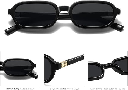 Retro Rectangle Sunglasses for Women Men Trendy Vintage Small Square Sun Glasses 90s Fashion Cute Sunnies CL010