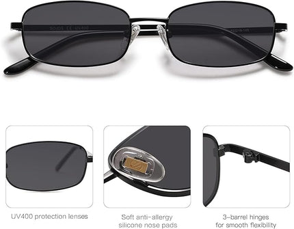 SOJOS Small Trendy Rectangle Sunglasses Womens Mens, Retro 80s 90s Y2k Chic Narrow Thin Skinny Sunnies SJ1187
