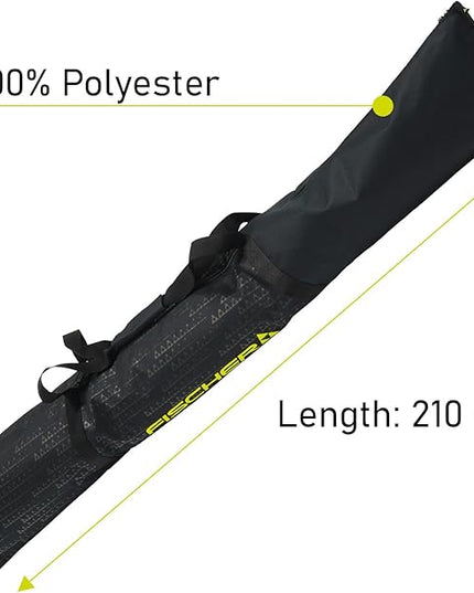 Fischer Skicase ECO XC - Durable Lightweight Easy Foldable 210 cm Long Nordic Skis Bag with Handle Straps | 1 or 3 Ski Pair Capacity Options