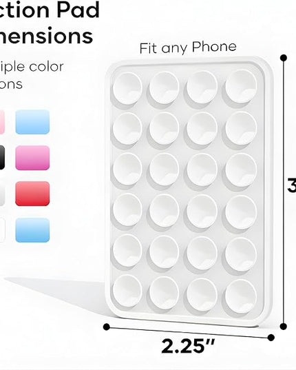 Suction Phone Case Mount, Phone Sticky Grip for iPhone and Android, Adhesive Phone Accessory, Hands-Free Mirror Shower Phone Holder for Videos and Selfies (Clear)