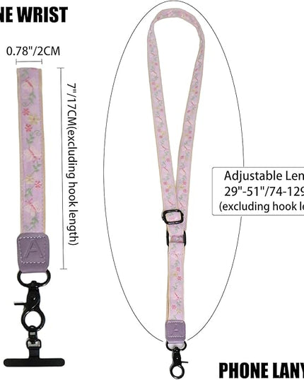 Adjustable Lanyard for Phone, Camera, Name Tags, ID card, Keychain and Wristlet Straps with 2 phone pads(Black)