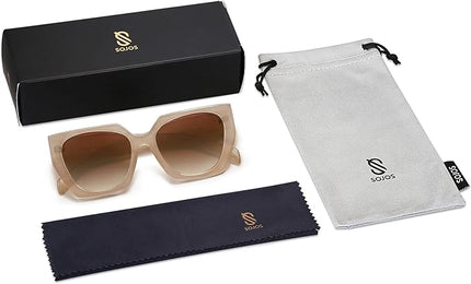 SOJOS Large Oversized Polarized Sunglasses for Women, Big Designer Womens Trendy Square Shades SJ2205