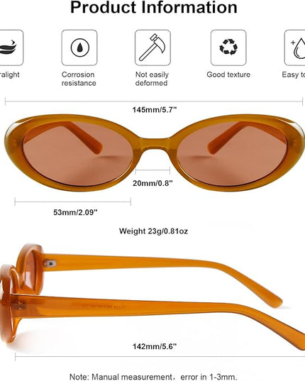 90s Sunglasses for Women Men Retro Small Oval Sunglasses
