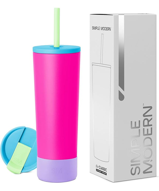 Simple Modern Insulated Tumbler with Lid, Straw, & Boot | Iced Coffee Cup Reusable Stainless Steel Water Bottle Travel Mug | Gifts for Women Men Her Him | Classic Collection | 28oz | 80s Mix