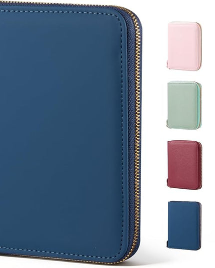 CoBak Passport Holder Cover with Safe Zipper Closure, Premium Passport Wallet for Travel, RFID Blocking Card Case, Waterproof Travel Accessories for Man, Grain Blue