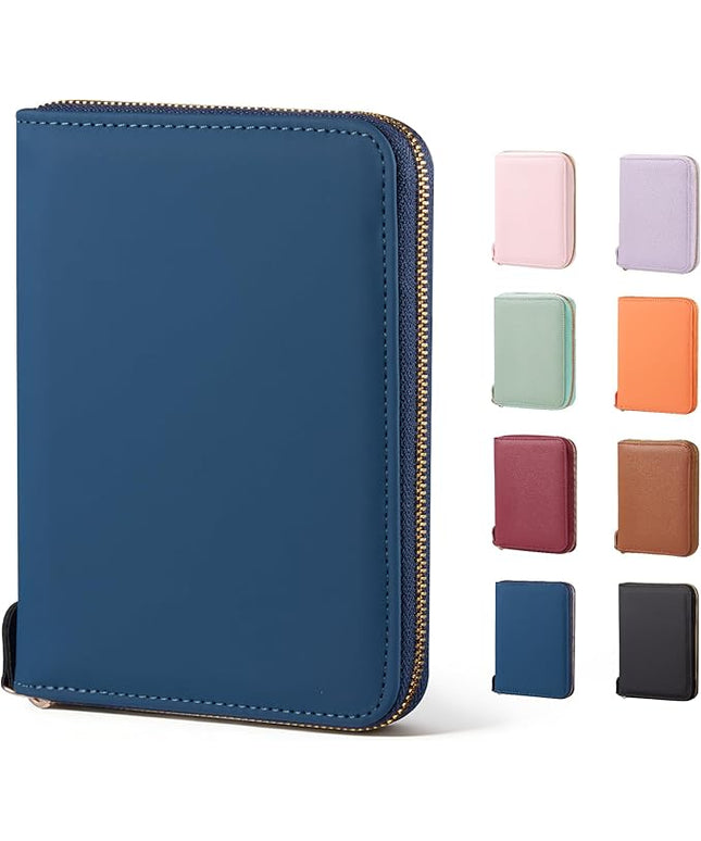 CoBak Passport Holder Cover with Safe Zipper Closure, Premium Passport Wallet for Travel, RFID Blocking Card Case, Waterproof Travel Accessories for Man, Grain Blue