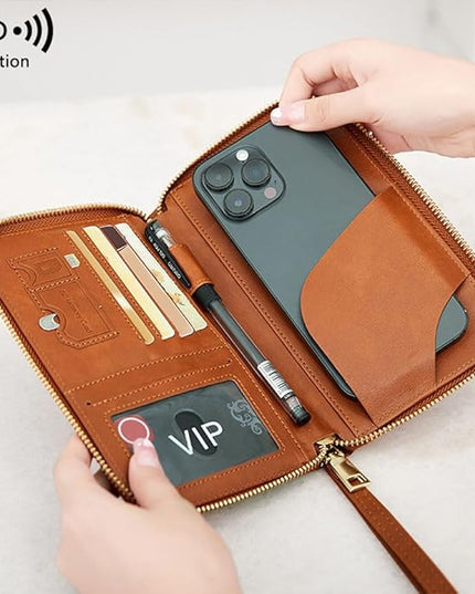 Passport Holder for Travel Women and Men RFID Passport Holder with Card Slots Holder Passport Case Passport cover Passport Wallet Travel Essentials and Accessories (Zipper, Brown Zipper)