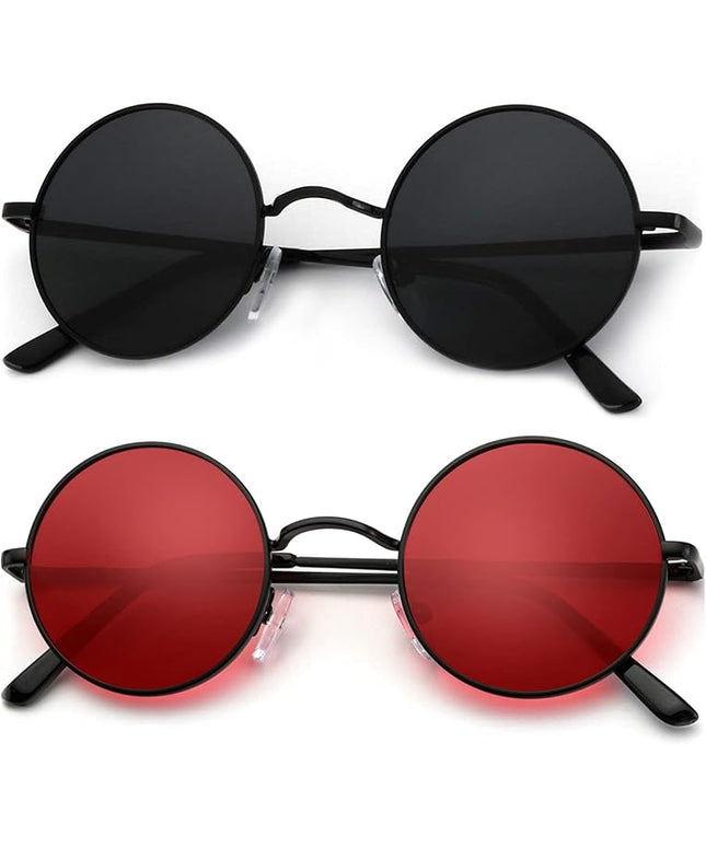KALIYADI Round Polarized Sunglasses for Men Women Retro Metal Hippie Circle Style Sun Glasses UV Protection