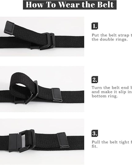 SANSTHS Canvas Belt with Double Ring Buckle, Fabric Web Belt for Women Men Double Ring for Outdoor & Casual Wear