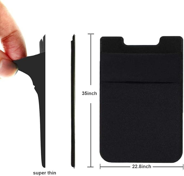 2Pack Adhesive Phone Pocket,Cell Phone Stick On Card Wallet,Credit Cards/ID Card Holder(Double Secure) with Sticker for Back of iPhone,Android and All Smartphones-Black&Purple