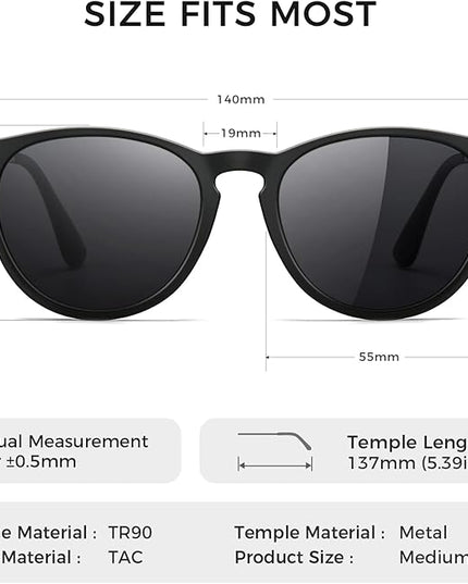SUNGAIT Premium Vintage Round Sunglasses for Women Men Classic Retro Trendy Style