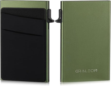 Slim Card Holder Wallet for Men with 12 Card Slots,RFID Blocking Pop Up men's wallet,Metal Wallet with Superelastic Material Expandable Front Pocket Perfectly holds cards,bills,and coins(green)