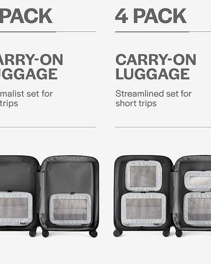 Aerotrunk Compression Packing Cubes for Travel - Luggage Organizer Bags - Double Zipper Packing Cubes for Suitcases (2-Pack, Light Grey)