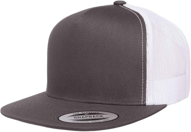 Yupoong 5-Panel YP Classic Trucker Cap | High Profile Flat Visor Snapback | OSFM | Bulk Packs Available