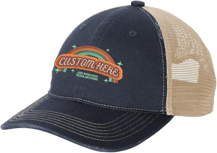INK STITCH C600 Custom Embroidery Texts Logo Distressed Trucker Caps