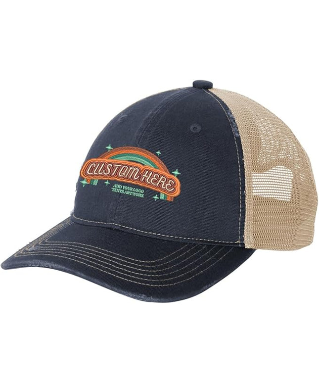 INK STITCH C600 Custom Embroidery Texts Logo Distressed Trucker Caps