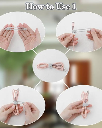 12Pcs Grey Silicone Cable Ties, Grey Cord Strap, Silicone Cable Straps, Rubber Cable Ties, Charger Computer Headphone Mouse Cord Ties for Office Home Kitchen School Travel Organization