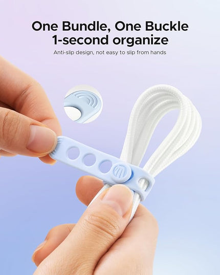 ORICO Silicone Cable Ties, Data Cable Organizer Reusable with Locking Buckle Design, High Elasticity Cord Wraps for Earphone, Phone Charger, Adjustable Fastening Cable Straps (10Pcs)