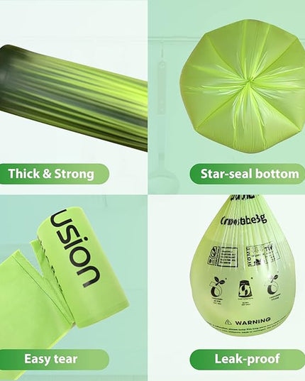 GreFusion Compostable Trash Bags 21 gallon,20 Count,Extra Thick 1.28 Mills,Fits13-25 gallon trash can, Extra Strong and thick,Compostable Lawn & Leaf Yard Waste bags,ASTM D6400,Bpi Certified