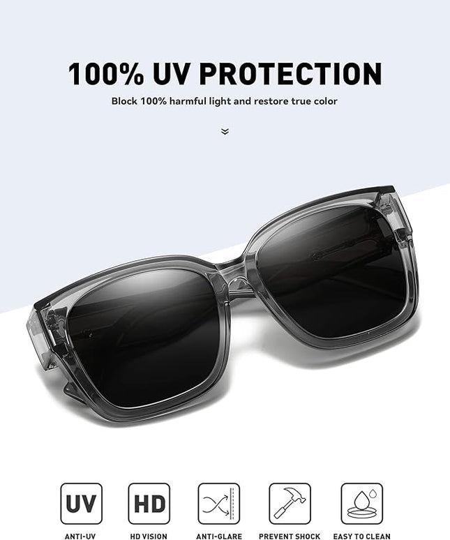 MEETSUN Oversized Fit Over Glasses Sunglasses for Women Men Large Trendy Polarized Sunglasses for Driving UV Protection