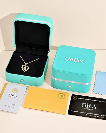 OOBEE Moissanite Heart Necklace for Women 925 Sterling Silver Fine Jewelry, Ideal Birthday Anniversary Christmas Gift for Women Wife Mom Girlfriend