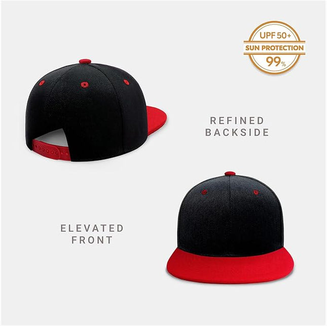 CHOK.LIDS Flat Bill Visor Classic Snapback Hat Blank Adjustable Brim High Top End Trendy Color Style Plain Tone Baseball Cap