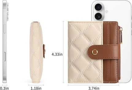 FALAN MULE Small Wallets Woman Leather Bifold RFID Blocking Card Holder With Zipper Coin Pocket