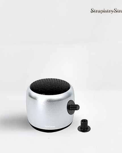 Tote Tunes Waterproof Mini Bluetooth Speaker Compatible with Bogg-Style Tote Bags – Wireless Portable Sound with Secure Rivet Attachment (Silver)