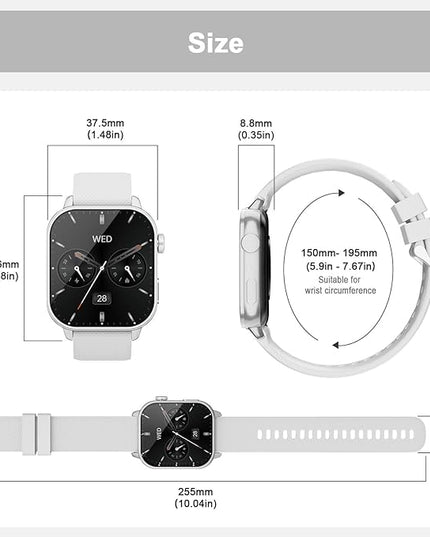 Smart Watch for Men Women, 1.85'' AMOLED HD Fitness Watch with 120+ Sports Modes, Bluetooth Call/Heart Rate/Sleep Monitor/Pedometer, Smartwatch for Android iOS, IP68 Waterproof, Silver