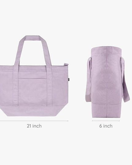 Eco Right Canvas Tote Bag for Women with Zip & Inner Pocket, 100% Organic Cotton Tote Bags for Men, Shopping, Beach
