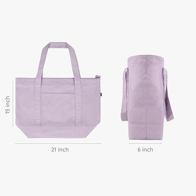 Eco Right Canvas Tote Bag for Women with Zip & Inner Pocket, 100% Organic Cotton Tote Bags for Men, Shopping, Beach