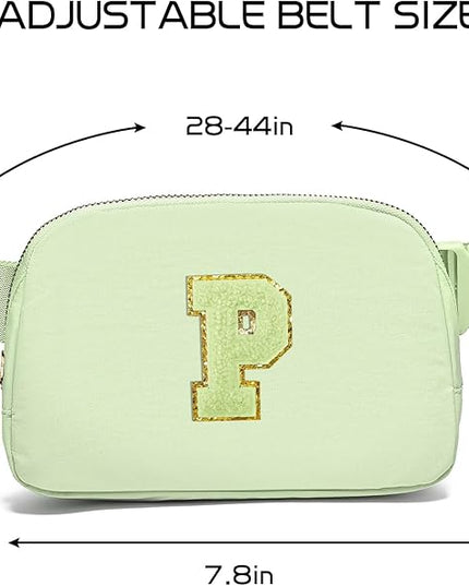 Gitus Gifts for 8 9 10 11 12 Year Old Girls Belt Bag Fanny Pack Crossbody Bags with Initial Letter Patch Cute Stuff Birthday Gifts for Teen Girls Women Personalized Trend Stuff (Light Green-P)