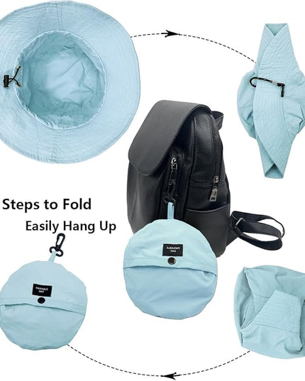 woogwin Waterproof Bucket Rain Hat with Chin Strap Quick Dry Packable Boonie Sun Hat Safari Hat UV Protection