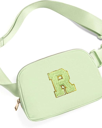 Gitus Gifts for 8 9 10 11 12 Year Old Girls Belt Bag Fanny Pack Crossbody Bags with Initial Letter Patch Cute Stuff Birthday Gifts for Teen Girls Women Personalized Trend Stuff (Light Green-R)