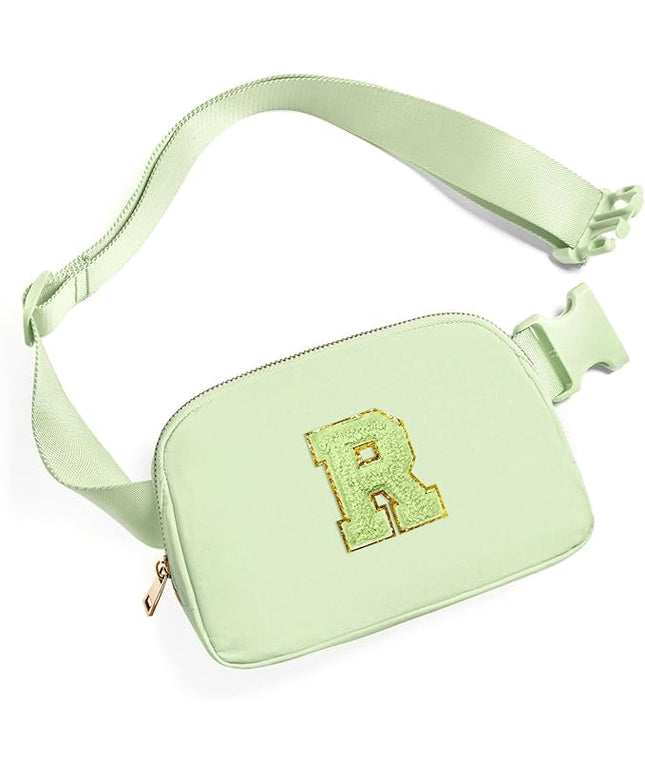 Gitus Gifts for 8 9 10 11 12 Year Old Girls Belt Bag Fanny Pack Crossbody Bags with Initial Letter Patch Cute Stuff Birthday Gifts for Teen Girls Women Personalized Trend Stuff (Light Green-R)