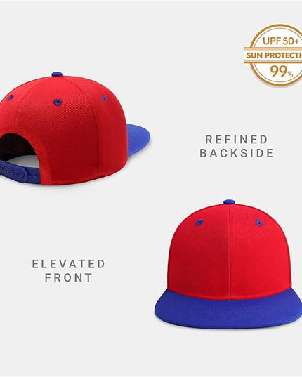 CHOK.LIDS Flat Bill Visor Classic Snapback Hat Blank Adjustable Brim High Top End Trendy Color Style Plain Tone Baseball Cap