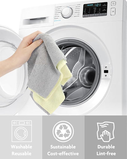 Fantasticlean Microfiber Cleaning Cloth Roll -30 Pack, Tear Away Microfiber Towels, 12" x 12", Reusable, Washable, Scratch Free, Ultra Absorbent Dishcloth for All-Around Cleaning Supplies (Beige)