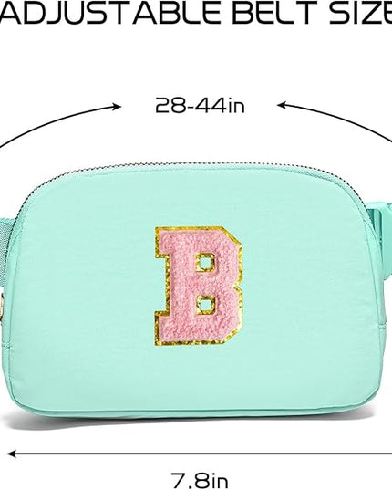 Gitus Belt Bag Fanny Pack Crossbody Bags with Initial Letter Patch Cute Stuff Birthday Gifts for Teenager Girls Trendy Preppy Stuff for Teen Girls Cool Stuff for Teens (Mint Green-B)