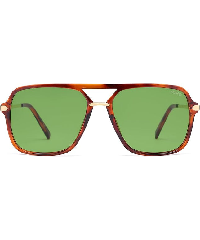 SOJOS Sunglasses for Women & Men, Square, Retro, Polarized Lens, Trendy Aviator, 90s Shades