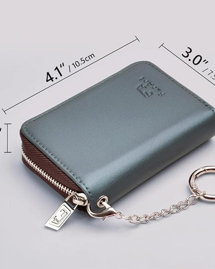FurArt Zipper Wallet Women, RFID Blocking Credit Card Wallet, Business Card Holder, Compact Size KeyChain Wallet