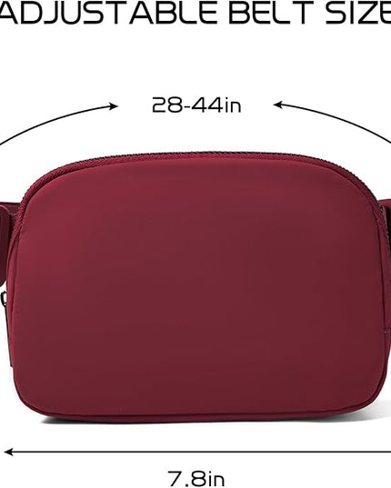 Belt Bag Fanny Pack Crossbody Bags for Women Fashion Waist Packs with Adjustable Strap Gifts for Women Men Teen Girls (Wine)