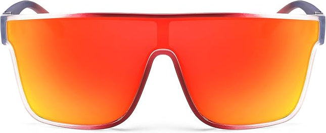 FEISEDY Sunglasses for Women Men, Fashion Mirrored Single Lens, Driving Beach Sunnies UV400 Shades B2996