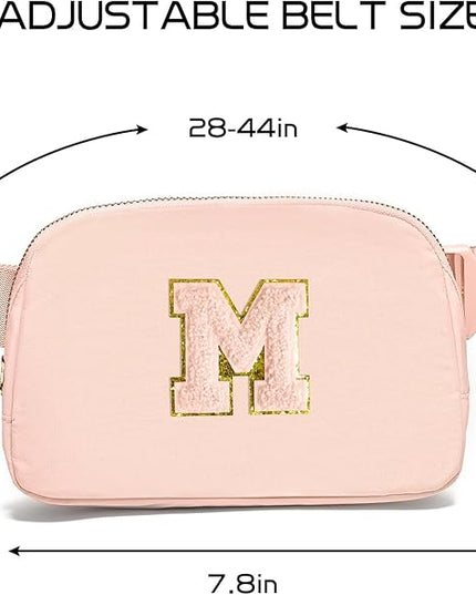 Gitus Gifts for 8 9 10 11 12 Year Old Girls Belt Bag Fanny Pack Crossbody Bags with Initial Letter Patch Cute Stuff Birthday Gifts for Teen Girls Women Personalized Trend Stuff (Coral Pink-M)