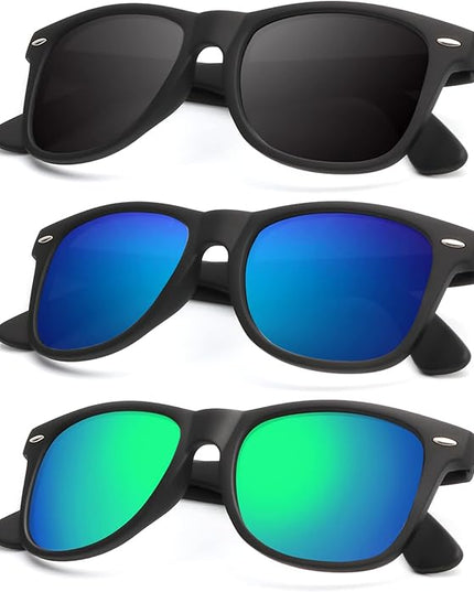 KALIYADI Polarized Sunglasses for Men and Women Matte Finish Sun glasses Color Mirror Lens UV Blocking (3 Pack)