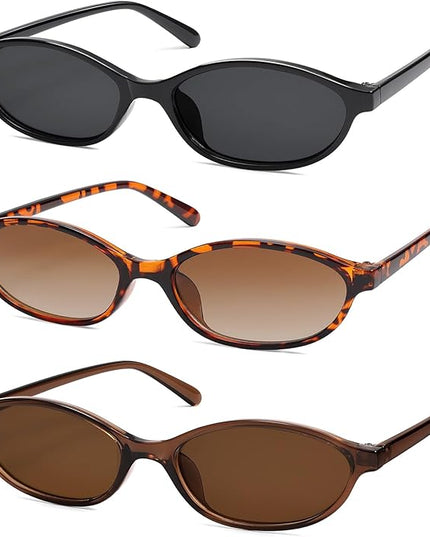 Retro Oval Cat Eye Sunglasses for Women Y2k Trendy Narrow Sunnies Designer Sun Glasses AR82253