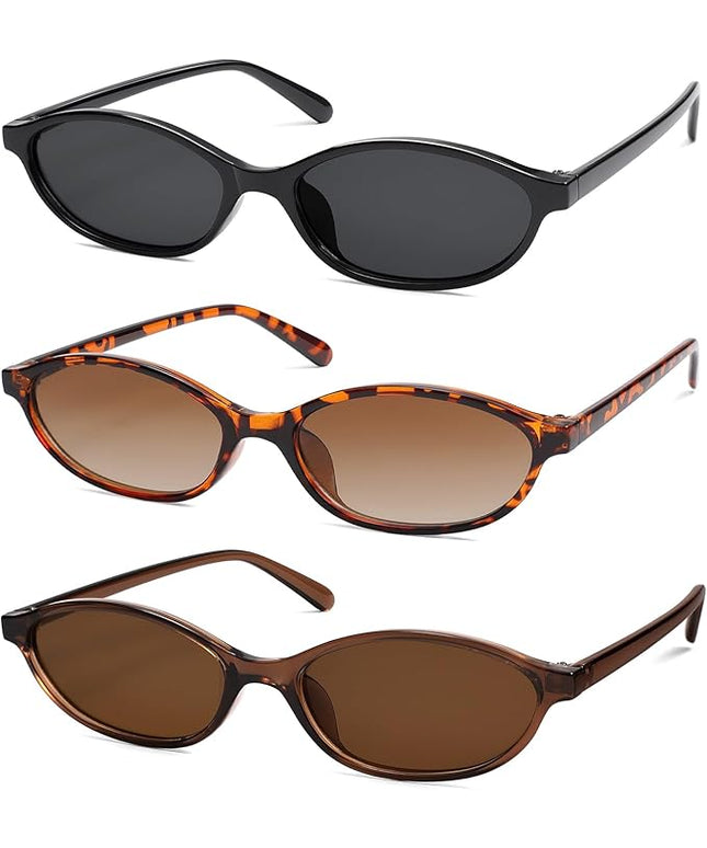Retro Oval Cat Eye Sunglasses for Women Y2k Trendy Narrow Sunnies Designer Sun Glasses AR82253