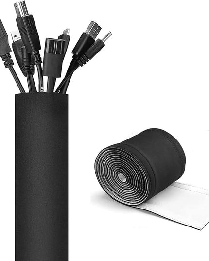 JOTO 2 Pack Cable Management Sleeve, 130" Cord Organizer System with Hook&Loop for TV Computer Office Home Entertainment, Flexible Cable Sleeve Wrap Cover Wire Hider System -Black, 2 Large