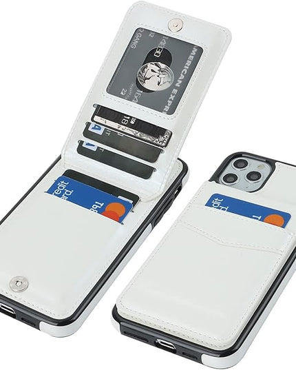 KIHUWEY Compatible with iPhone 11 Pro Max Case Wallet with Credit Card Holder, Premium Leather Magnetic Clasp Kickstand Heavy Duty Protective Cover for iPhone 11 Pro Max 6.5 Inch(White)