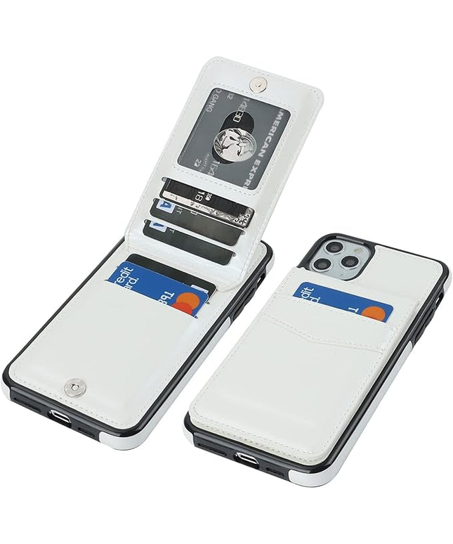KIHUWEY Compatible with iPhone 11 Pro Max Case Wallet with Credit Card Holder, Premium Leather Magnetic Clasp Kickstand Heavy Duty Protective Cover for iPhone 11 Pro Max 6.5 Inch(White)